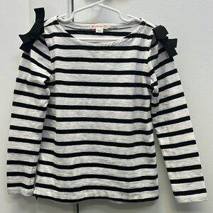 Crewcuts Girls Black & White Striped With Black Bows long sleeve shirt 4/5